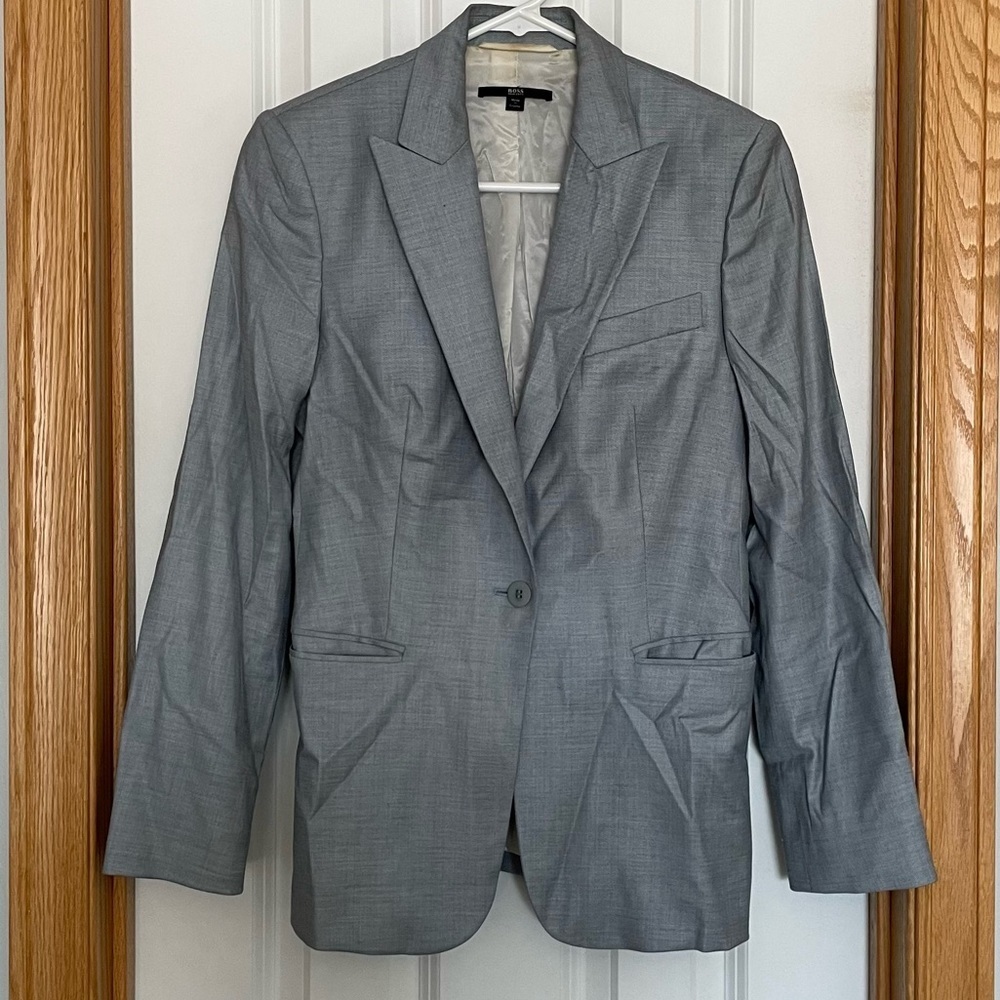 Hugo Boss Light Blue Virgin Wool Blend Blazer Size 4